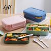 Food Grade Plastic Bento Microwave Safe Lunch Box with Utensils Multi Compartment for Adults Portable Container Leak-Proof Lid Meal Prep