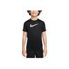 T-Shirt Logo Print Round Neck Short Sleeve Kids Tops Black HF8079-010