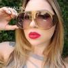 SHAUNA Oversize Gradient Colorful Frame Round Sunglasses UV400
