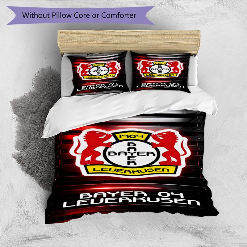 3pcs Duvet Cover Set (1*Duvet Cover + 2*Pillowcase, Without Core), Bayer 04 Leverkusen Print Bedding Set, Bedroom Decor, All‑Season, Birthday Gift