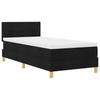 LED Box Spring Bed with Headboard Black 90 x 190 cm Fabric