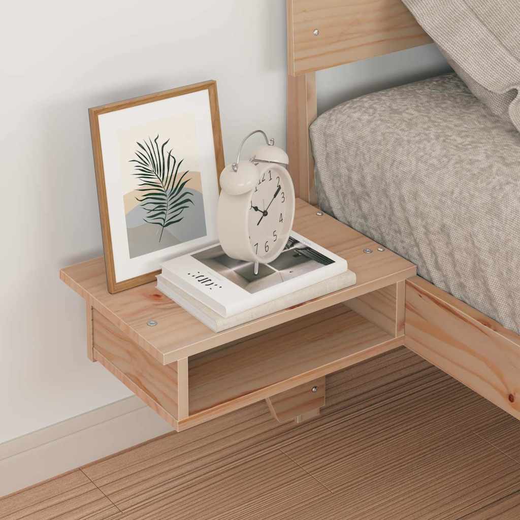 Brown Bed Frame with Headboard 90 x 200 cm Solid Pine Wood