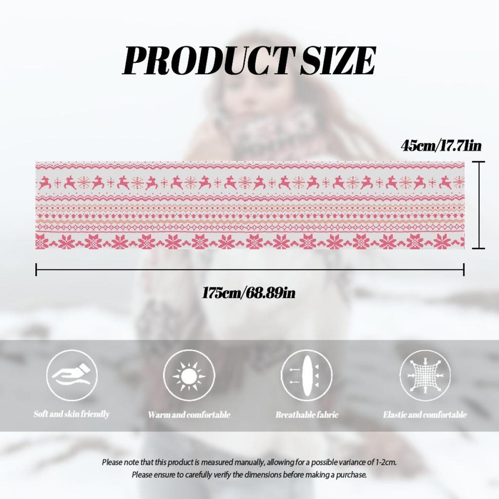 Розовый флисовый шарф с рождественским узором для девочек