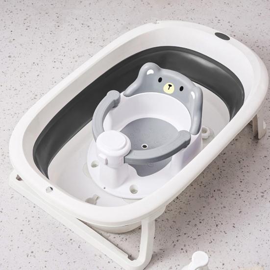 Стульчик для купания с дизайном мультяшного животного, Детское безопасное сиденье с ограждением, Противоскользящее дно, Поддерживающее положение при сидении, Высокая спинка, Инструмент для купания