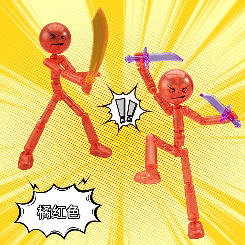 DIY Poseable Stick Man Figure Building Kit Articulated Action Figure with Weapons and Movable Limbs Assembly Toys Fans Gifts