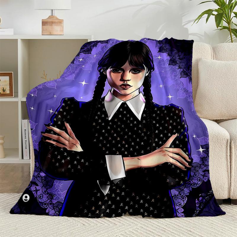 1PC Wednes-day Gothic Flannel Blanket Gift, Suitable for Both Men And Women, Soft Ideal for Beds And Sofa, Birthday Or Christmas Gift