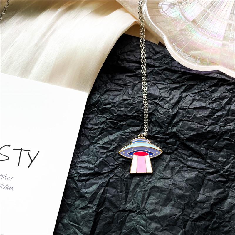 2021 New Cartoon Spaceman Planet Enamel Pendant Necklace For Women Cute Astronaut Spaceship Link Chain Neck Female Jewelry