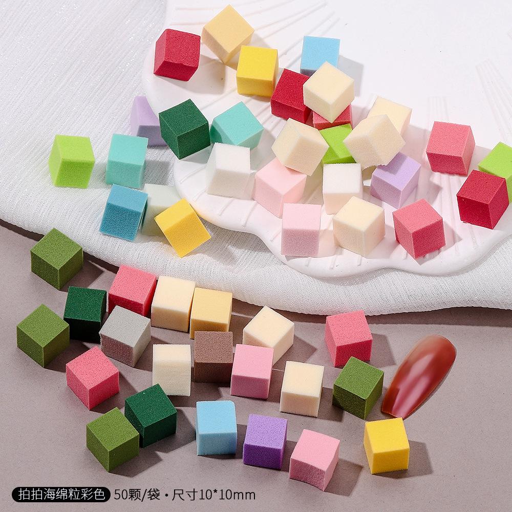 Nail Art 1Cm Mini Tofu Cubes Pat Glue Scratch Pen Tool Set Sponge Gradual Change Smudge Blush Small Square