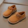 Мальчики Девочки Кожаная обувь Однотонная Ретро Детские Мокасины Нескользящая Мягкая подошва 2025 Новая Мода Детская Плоская обувь Липучка