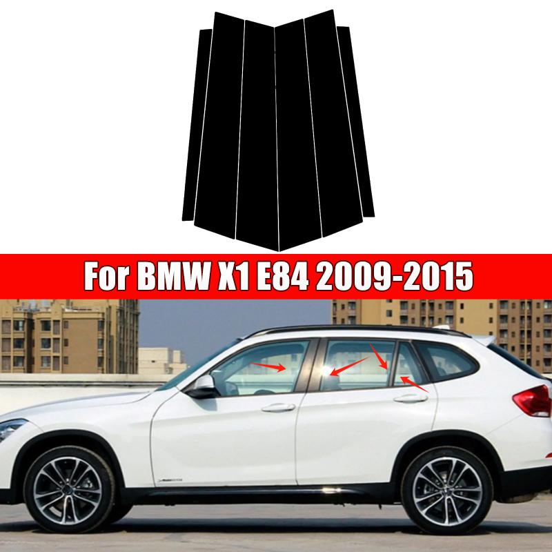 6Pcs Car Door Window Pillar Center Post Trim Stickers For BMW X1 E84 2009-2015 2010 2011 2012 2013 2014Auto Styling Accessories