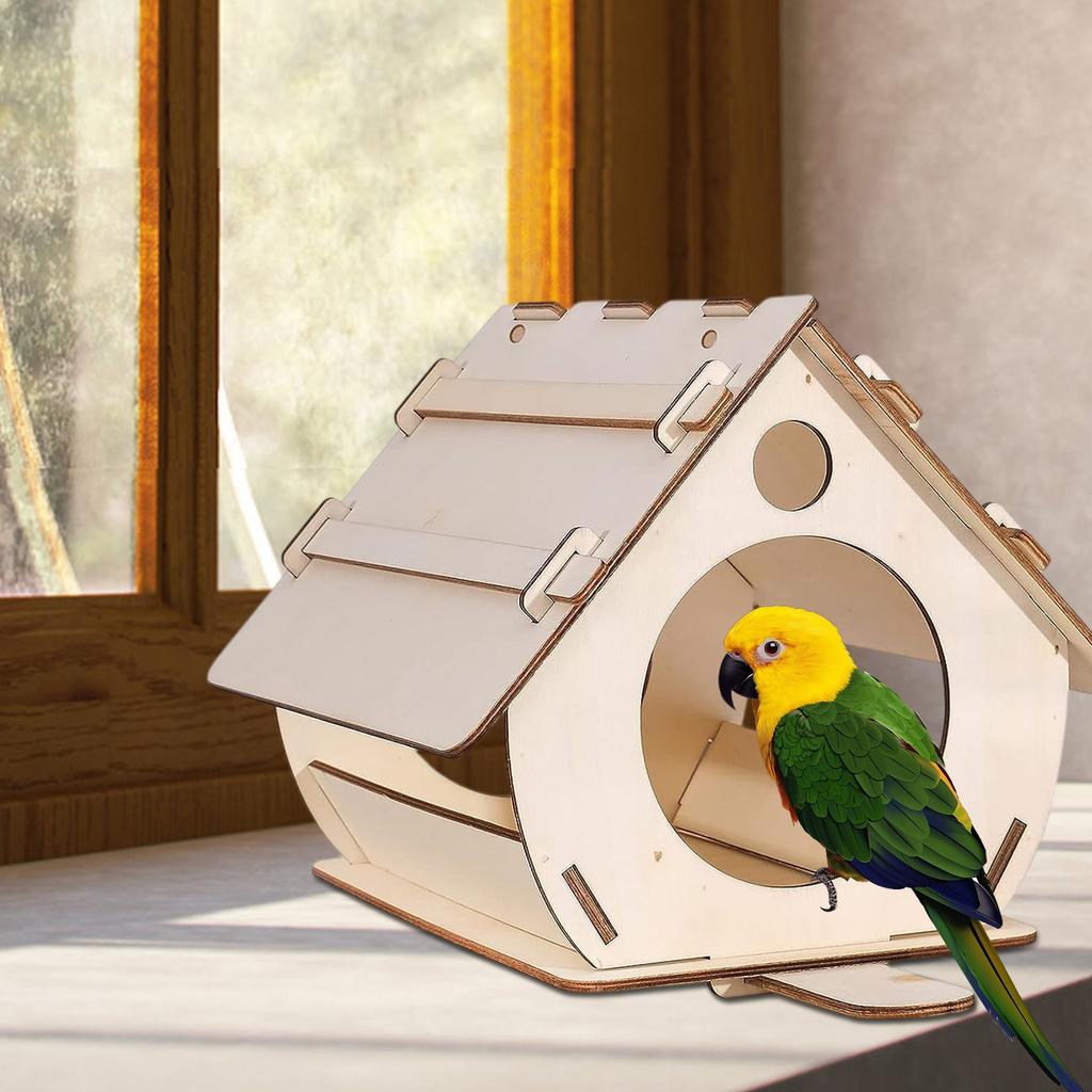 Деревянный домик для птиц, качели, кормушка для птиц, деревянная клетка для птиц (самосборный)