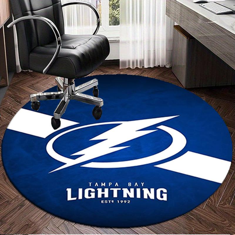 1PC Tampa Lightning Logo Round Rug, Non-slip Chair Mat, Home Decor, Circle Carpet Perfect for Office, Bedroom, Living Room,Christmas gift