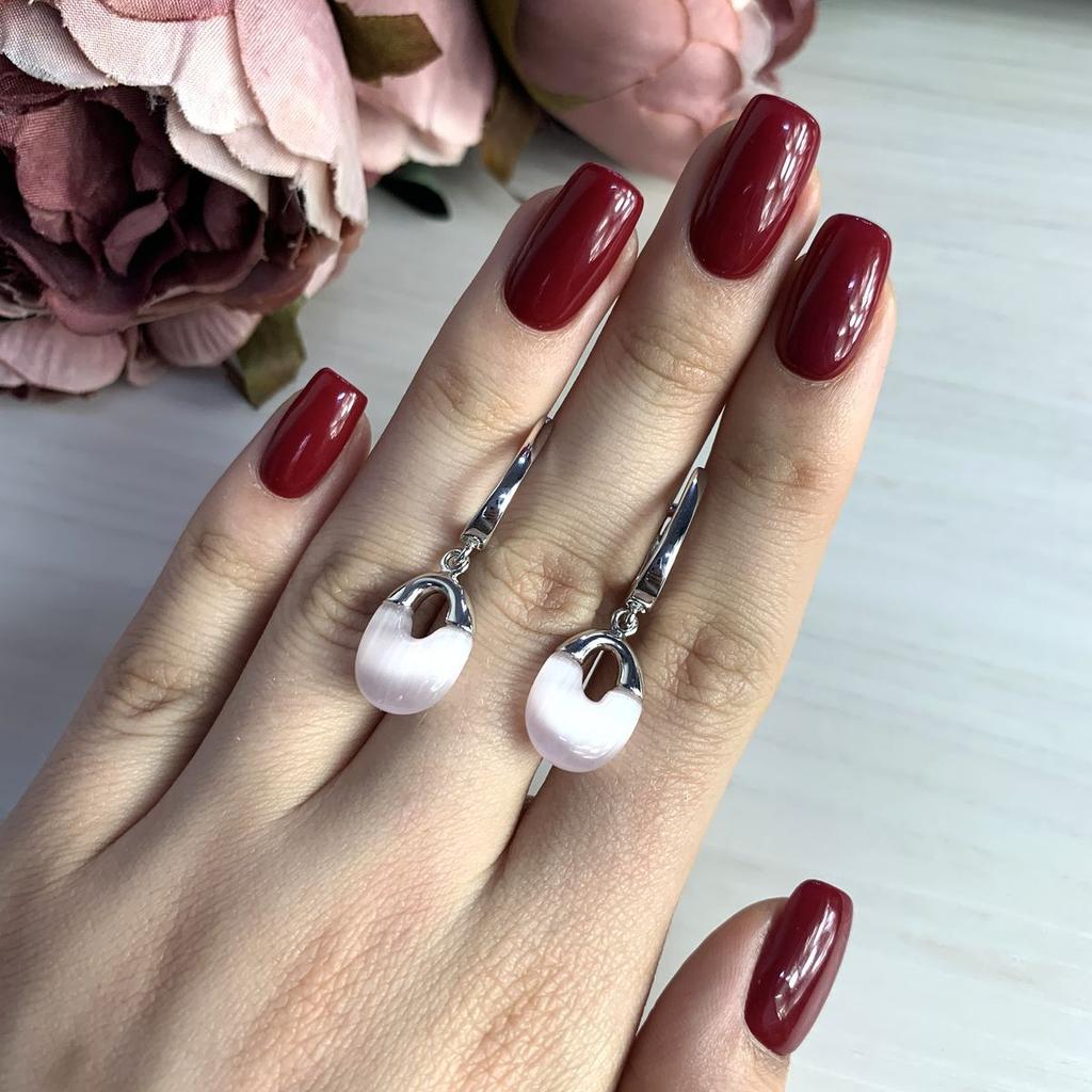 Серебряные серьги с кошачьим глазом (1975152)