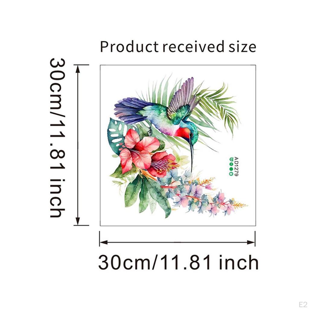 Bird Flowers Window Sticker,Door Decal,PVC Glass Cling Wall Decoration for Kitchen