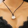 European-American Geometric Irregular Heart Hollow Pendant Oval Wax Rope Necklace