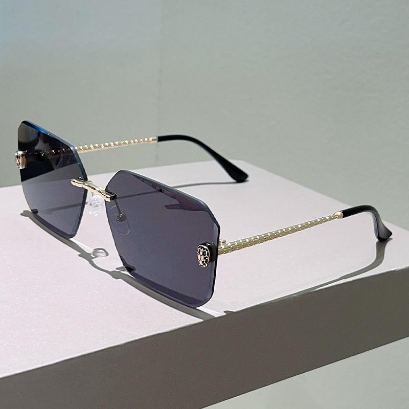 Квадратные солнцезащитные очки без оправы Новинка Модные Градиентные Повседневные Солнцезащитные очки Женские Трендовый Дизайн Роскошного Бренда Декор Оттенки