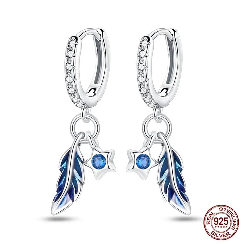Серьга-кольцо 925 пробы Женская Бохо Серьга Серьги с тематикой перьев Pendientes для Женщины Оригинальная Серьга Модные Украшения Подарок