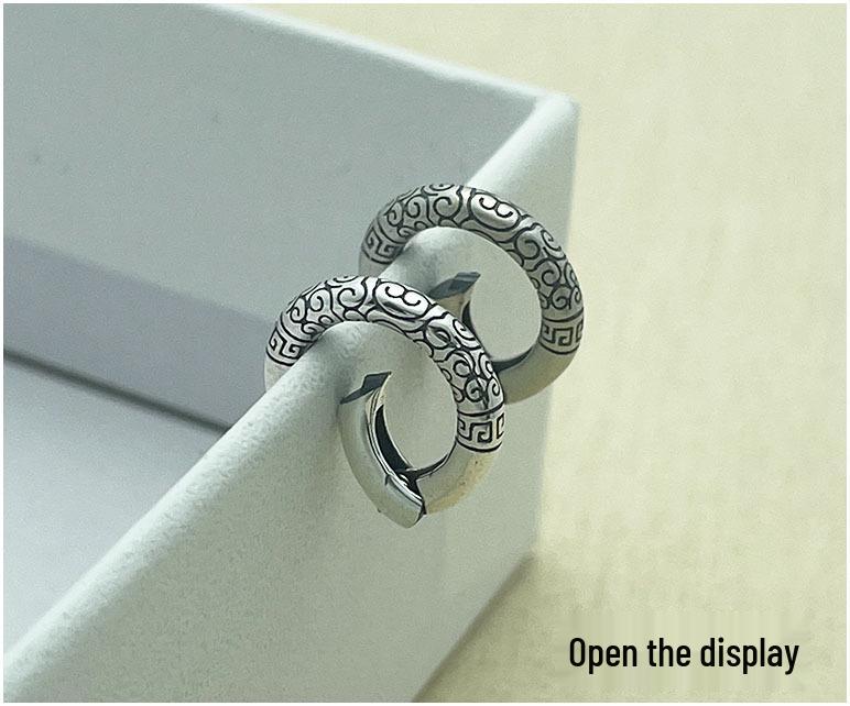 S925 Sterling Silver Ruyi Cloud Connector: Round Ring, Spring Clasp, Woven Card for Bracelet & Necklace.