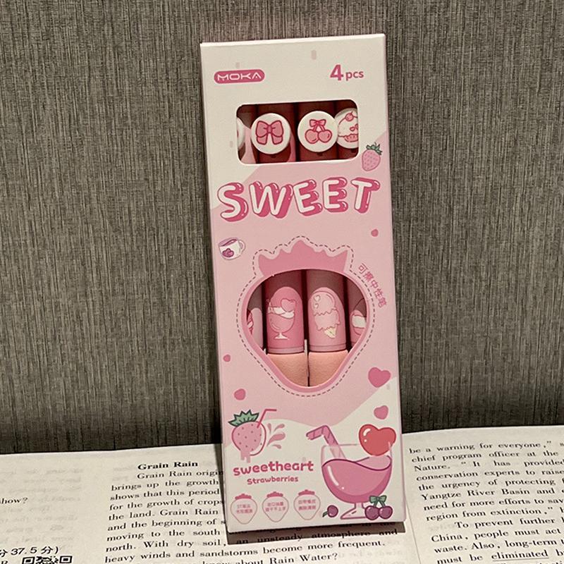 4 шт. кавайные мультяшные стираемые гелевые ручки для письма гладкие быстросохнущие ручки для письма школьные канцелярские принадлежности эстетические канцелярские принадлежности