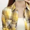 Женская рубашка с лацканами и длинным рукавом, однобортная рубашка, топы, накладные карманы, клетчатый принт, повседневный стиль, рубашка, пальто