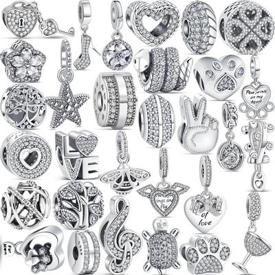 Новые туфли из серебра 925 пробы с сердечком на высоком каблуке с изображением животных, бусины, подходят для браслета-подвески, женские модные ювелирные изделия, изготовление