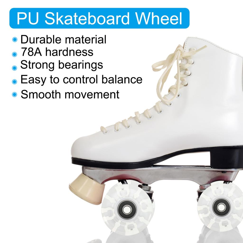 PATIKIL Roller Skate Wheel Set 8pcs 58mm 82A Light Up Skateboard Cruiser Wheel Set with Bearing Track Tool Kit for Outdoor Double Row Skating White