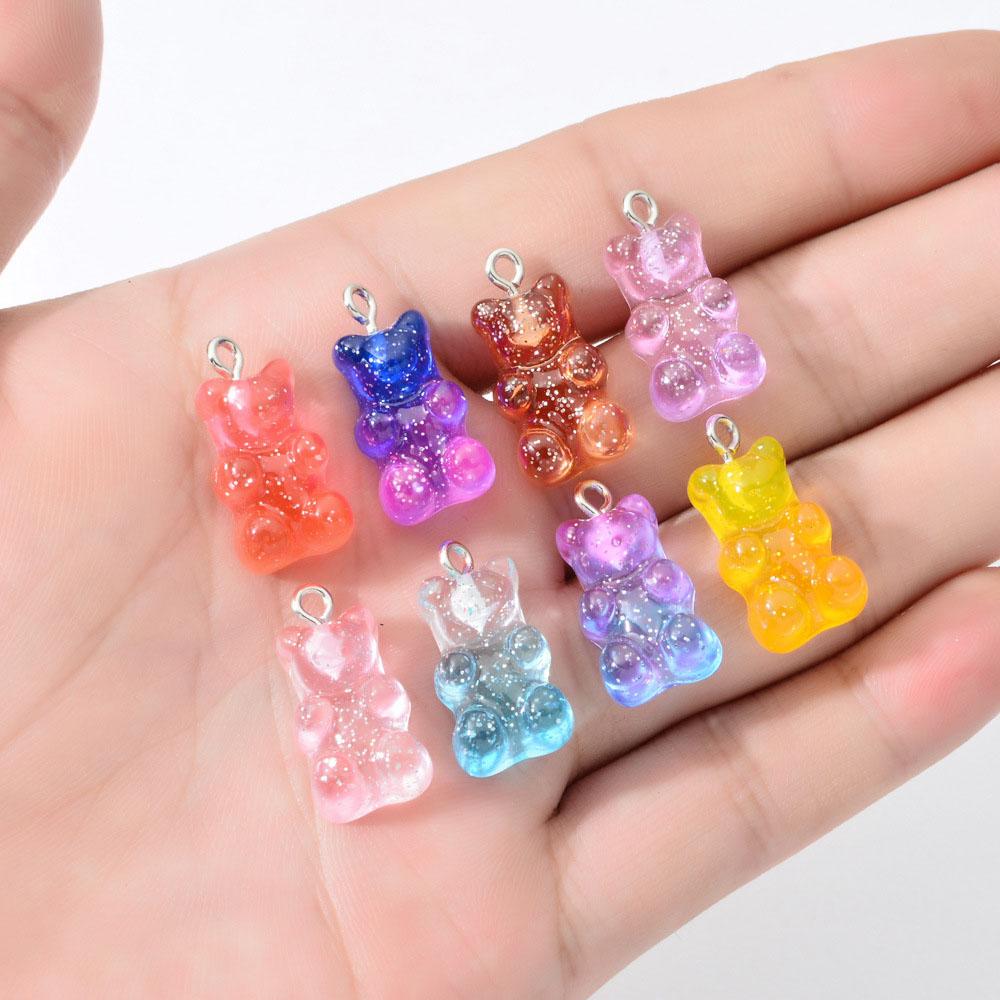 Resin For Earrings Necklace Making Charms DIY Decoration Jewelry Findings Gummy Bear Pendant