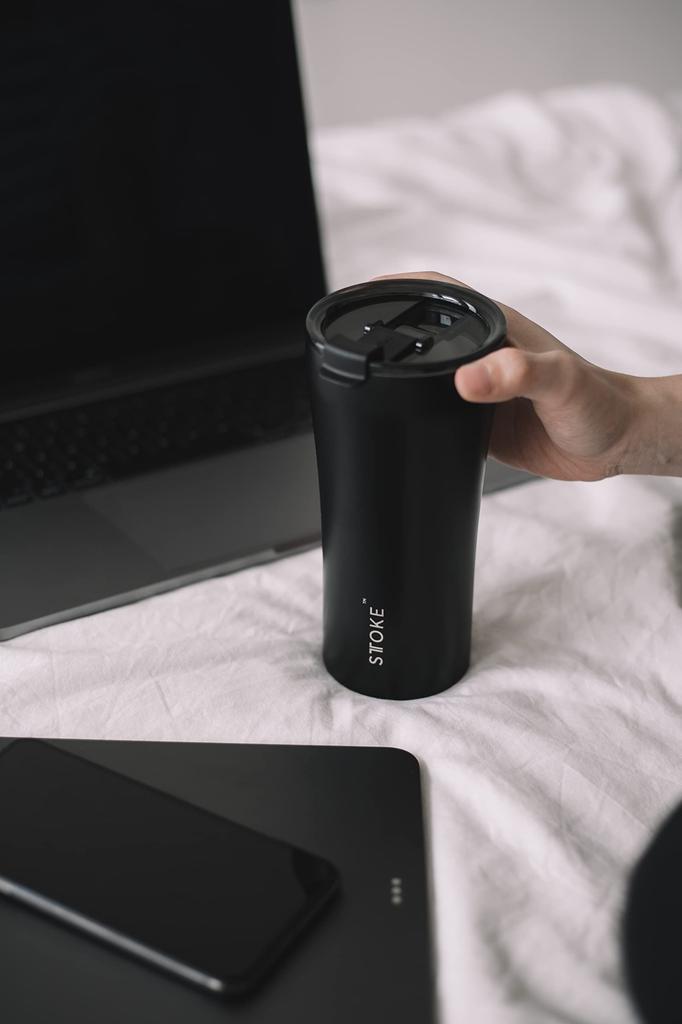 Стакан для чашки 16 унций G с герметичной крышкой Luxe Black G S12 [Stoke] (470ml)