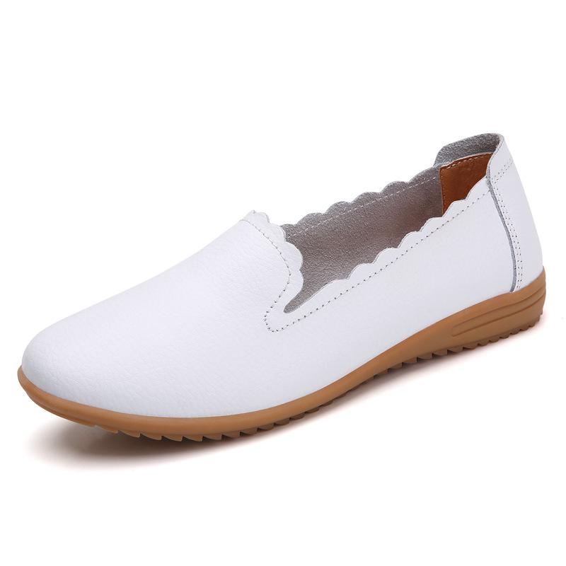 Бренд SpringSeason Абсолютно новые Большого размера Женские FootPairs Натуральная Кожа Белые FootPairs Стиль Повседневный Женские Мягкая Подошва Кожаные FootPairs Повседневный
