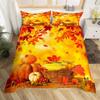 Thanksgiving Day Pumpkin King Queen Bedding Set Kids Cartoon Autumn Duvet Cover Fall Leaf Comforter Cover Polyester Quilt Cover