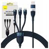Baseus Flash Series 2 3-in-1 USB Cable, USB-C + Micro USB + Lightning, 100W, 1.2M (Blue)