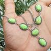 Green Turquoise Gemstone 925 Sterling Silver Plated Unisex Fashion Necklace SH-6