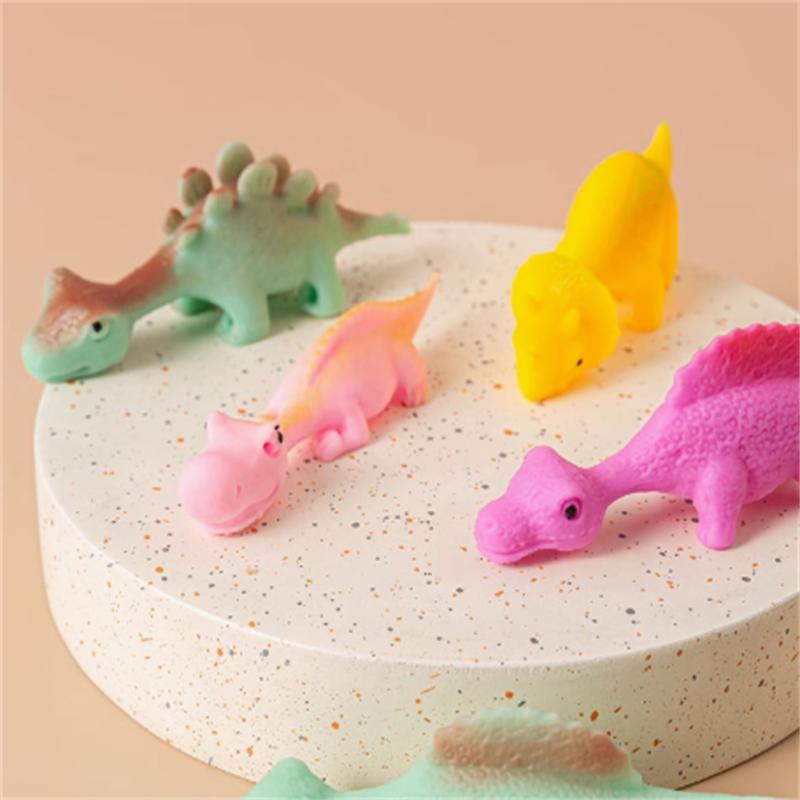 6Pcs Catapult Finger Dinosaur Decompression Creative Prank Venting Fun Wall Sticking Toys For Children And Students Gifts