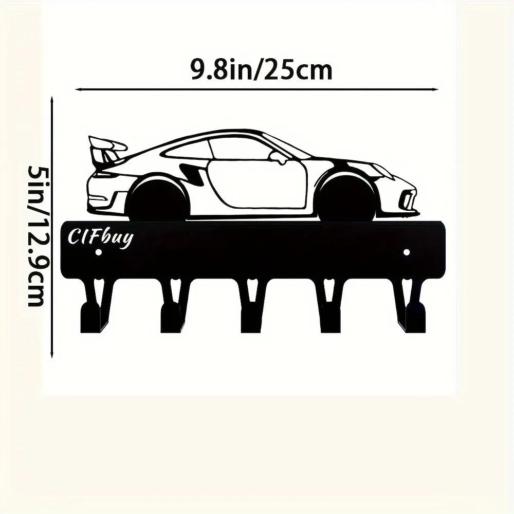 1pc Racing Car Ornaments Metal Key Holder Wall Mount Hook Art Decorative Accessories for Wall Mounting, Hook, Key Chain