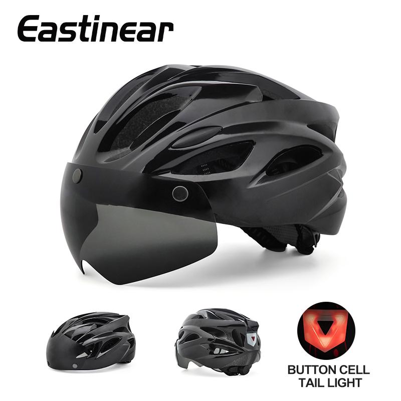 Eastinear Bicycle Helmet Adult Men and Women Outdoor Highway Mountain Biking Helmet With Magnetic Goggles and Shiny Tail Lights
