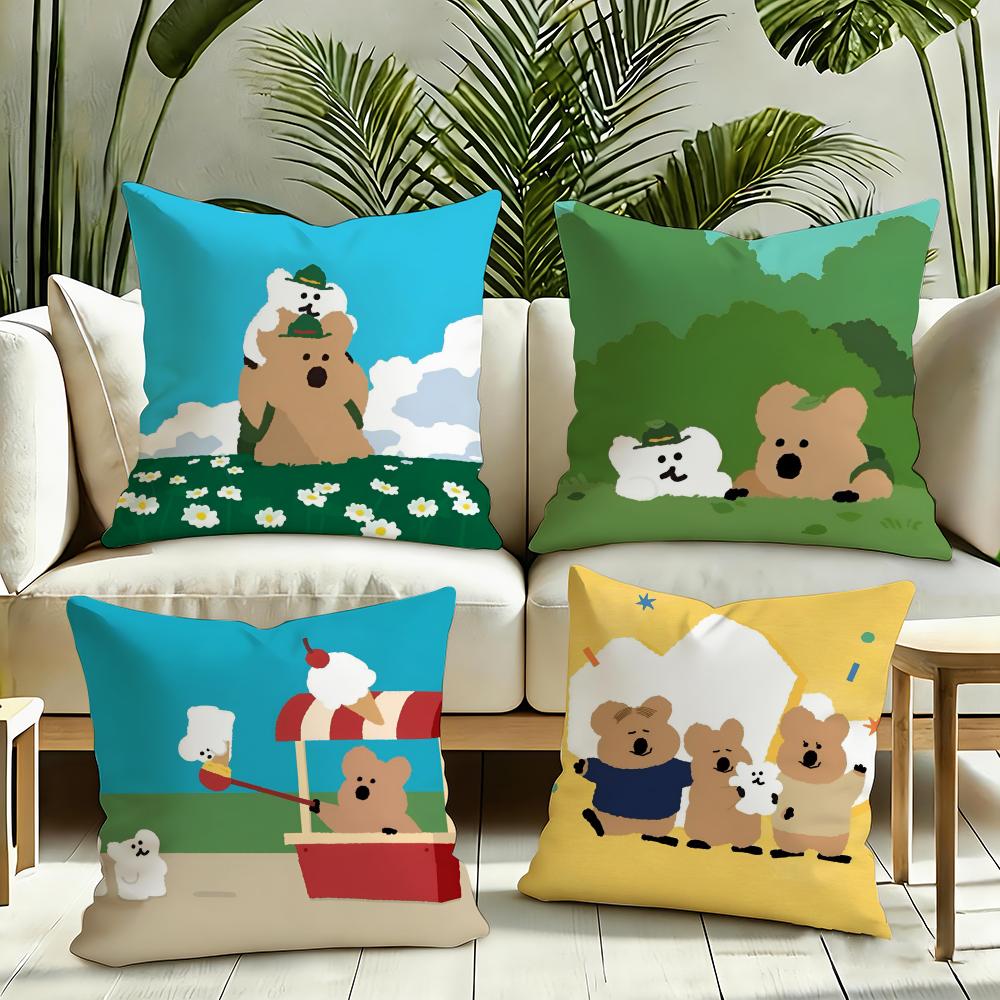 Korean stationery DDinotaeng Cushion Cover Reversible Plush Pillow Cover Soft Fluffy Home Decor for Sofa Bedroom