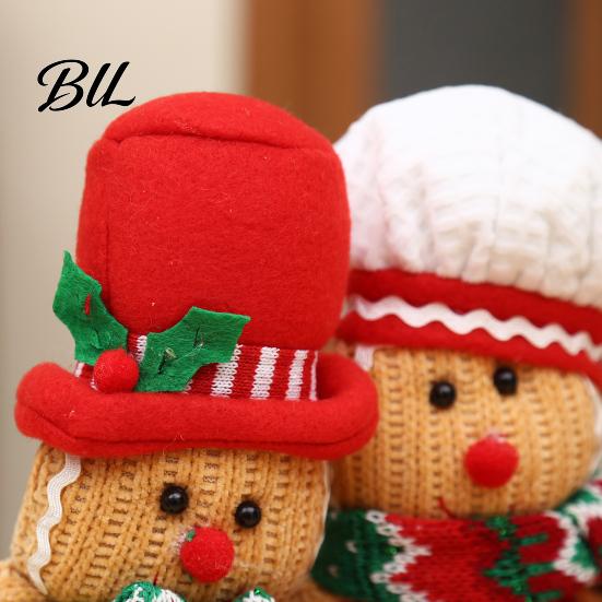 Charming Winter Holiday Gifts Christmas Plush Gingerbread Man Figures with Hat Scarf, Cute Stuffed Family Tree Hanging Dolls of 3 Ornament for