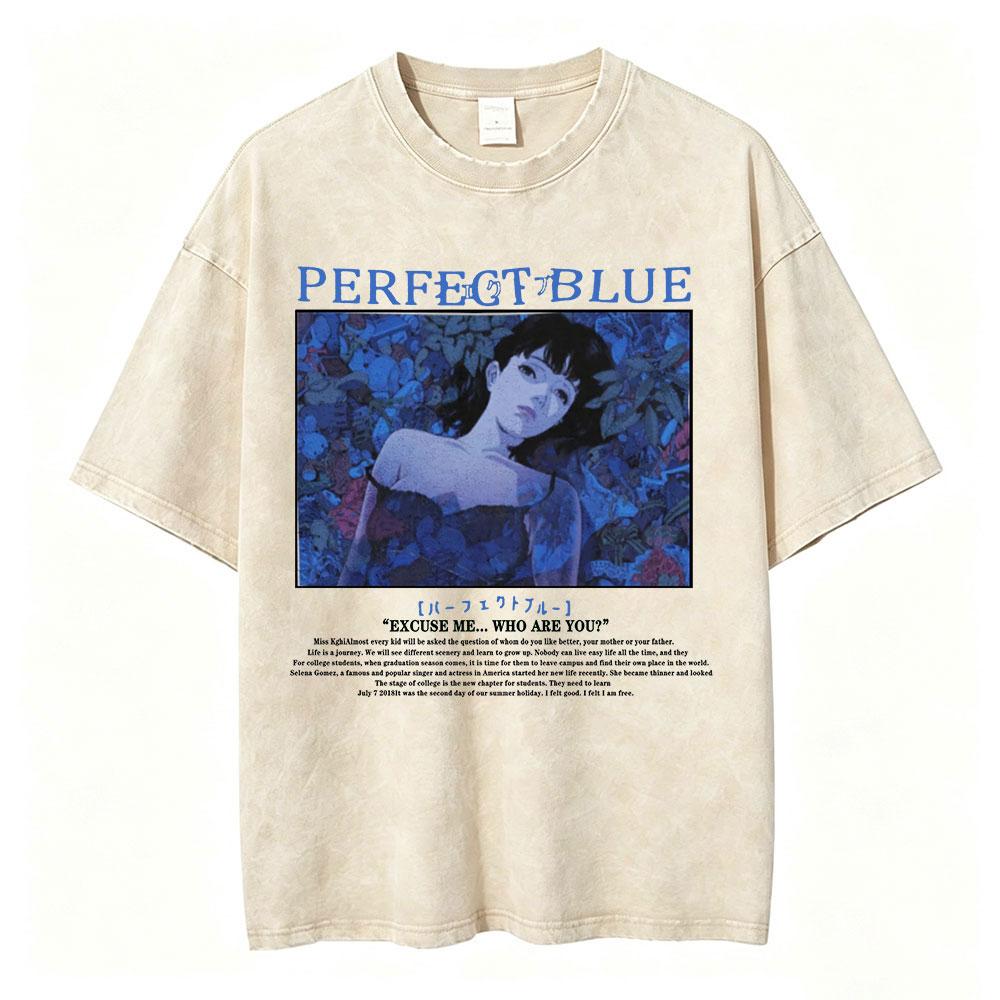 Anime Perfect Blue Mima Kirigoe Vintage Washed TShirt Men Women Clothing Fashion Aesthetic Short Sleeve Oversized T Shirts Tops