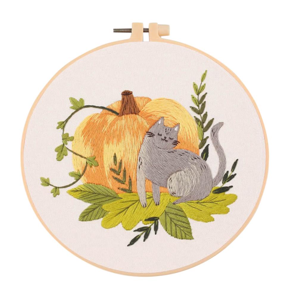 Набор для вышивки кошек своими руками с пяльцами, нитками, иглами, наборы для вышивки крестом для начинающих