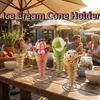 Conical Spring Ice Cream Cone Holder Stainless Steel Waffle Display Stand  Food Display