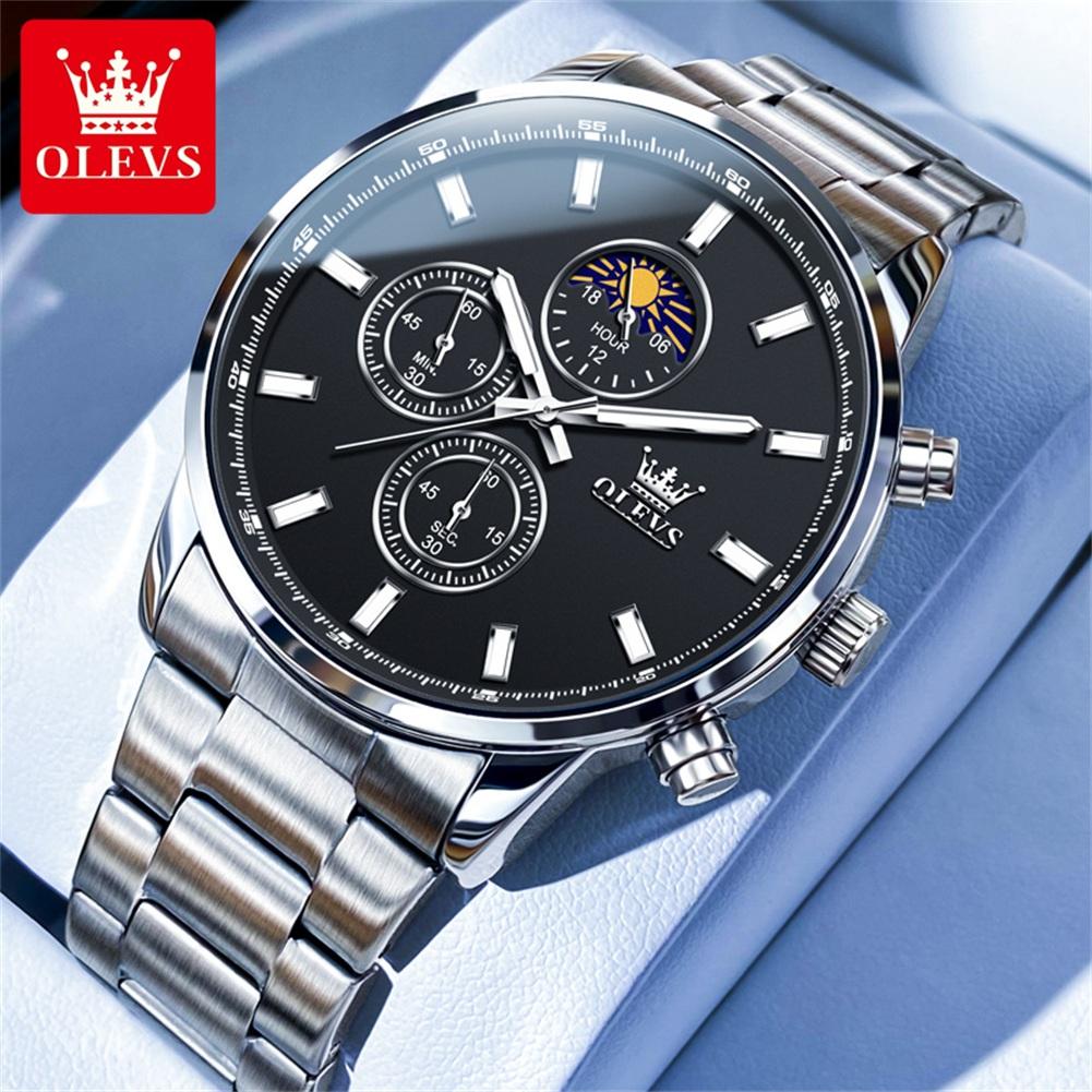 OLEVS 2902 Mens Watch Casual Fashion Simple Original Wristwatch For Men Waterproof Luminous Three Small Dial Reloj Box