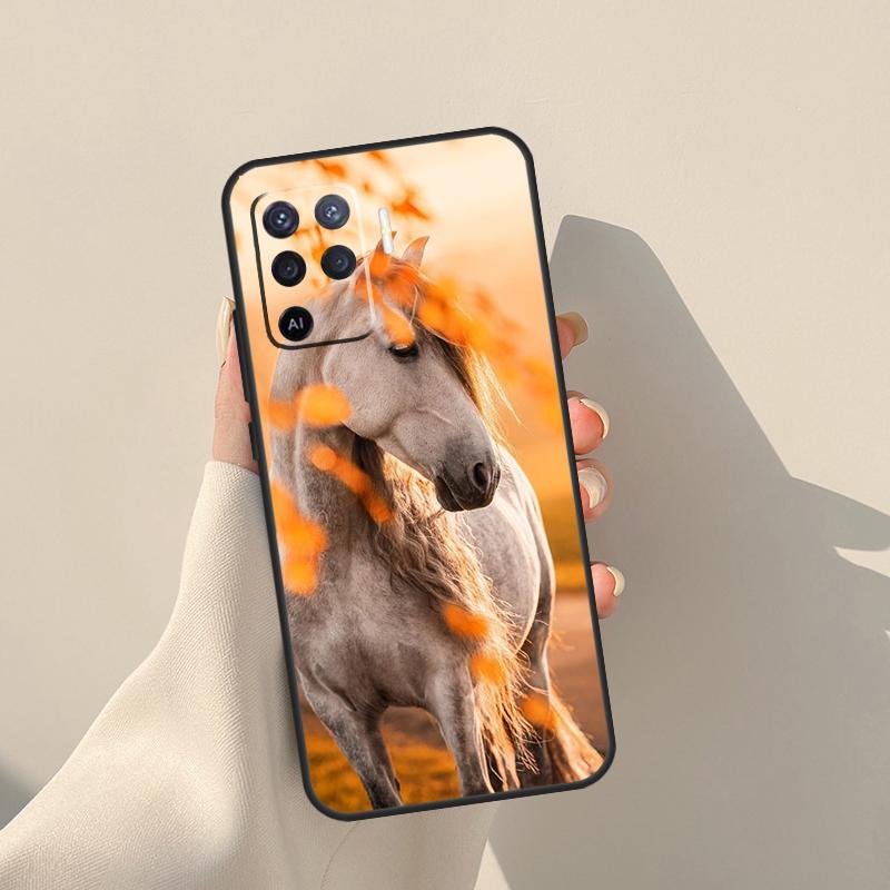 Чехол-животное Лошадь для Oppo A94 A74 A54 A60 A80 A40 A18 A38 A58 A78 A98 A96 A76 A16 A15 A17 A57 A77 A5 Pro