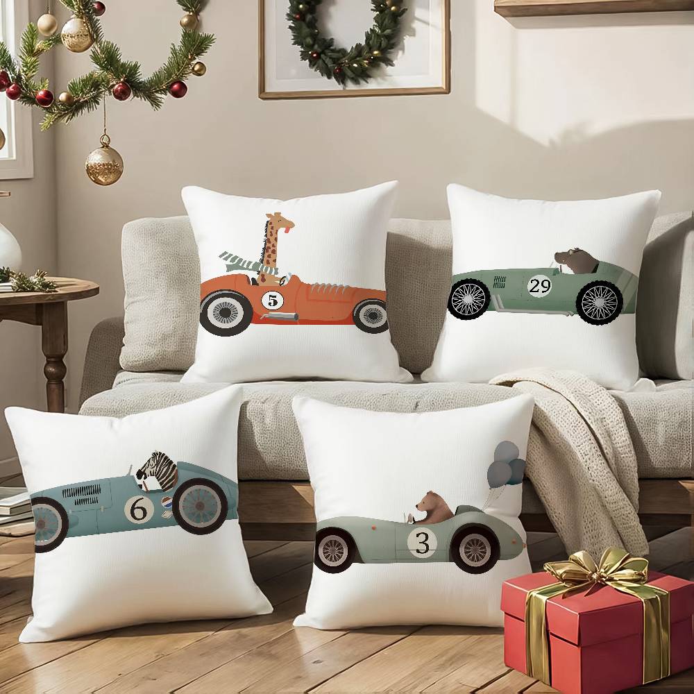 Милые мультяшные животные Автомобильное искусство Наволочка Комфорт Диван-кровать Шелковистый элегантный Невидимая молния Декоративная наволочка