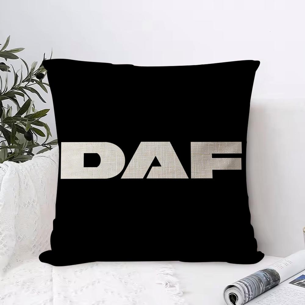 Подушка с логотипом грузовика DDAF Чехол из эко-льна Наволочка Двусторонний принт Дышащая Прочная Молния Декор для дома Подарок