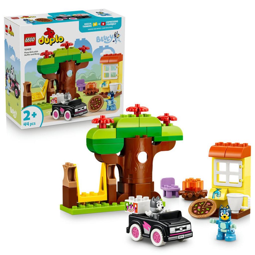 LEGO DUPLO Bluey 10469 Les Livreuses de Pizza avec Muffin et Bluey - Jouet Motricité 2 ans