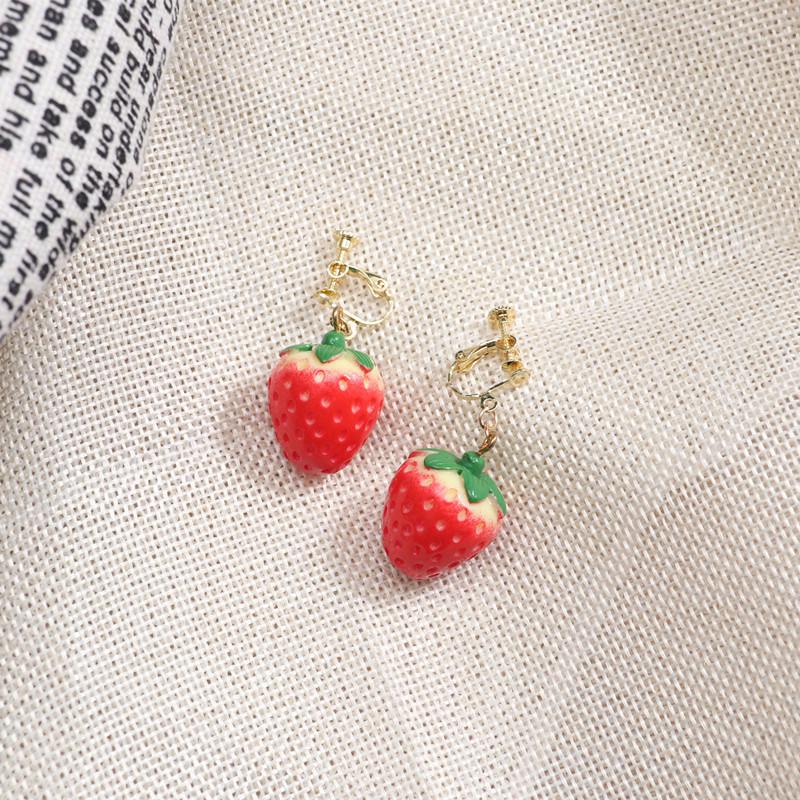 2025 Korean Sweet Strawberry Ear Clips for Women - Cute, Stylish, and Versatile Earrings