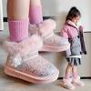 Детские зимние ботинки 0-10 лет для девочек, розовые, зимние, теплые, плюшевые, короткие ботинки на платформе