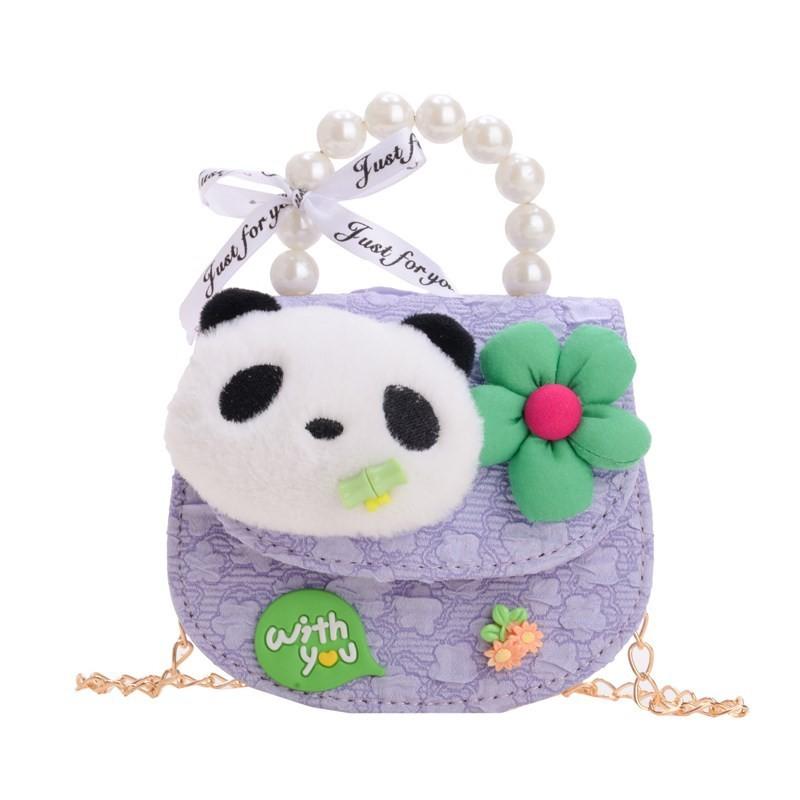 Charming Kids Crossbody Bag Featuring Cartoon Panda And Trendy Chain Design For Daily Use