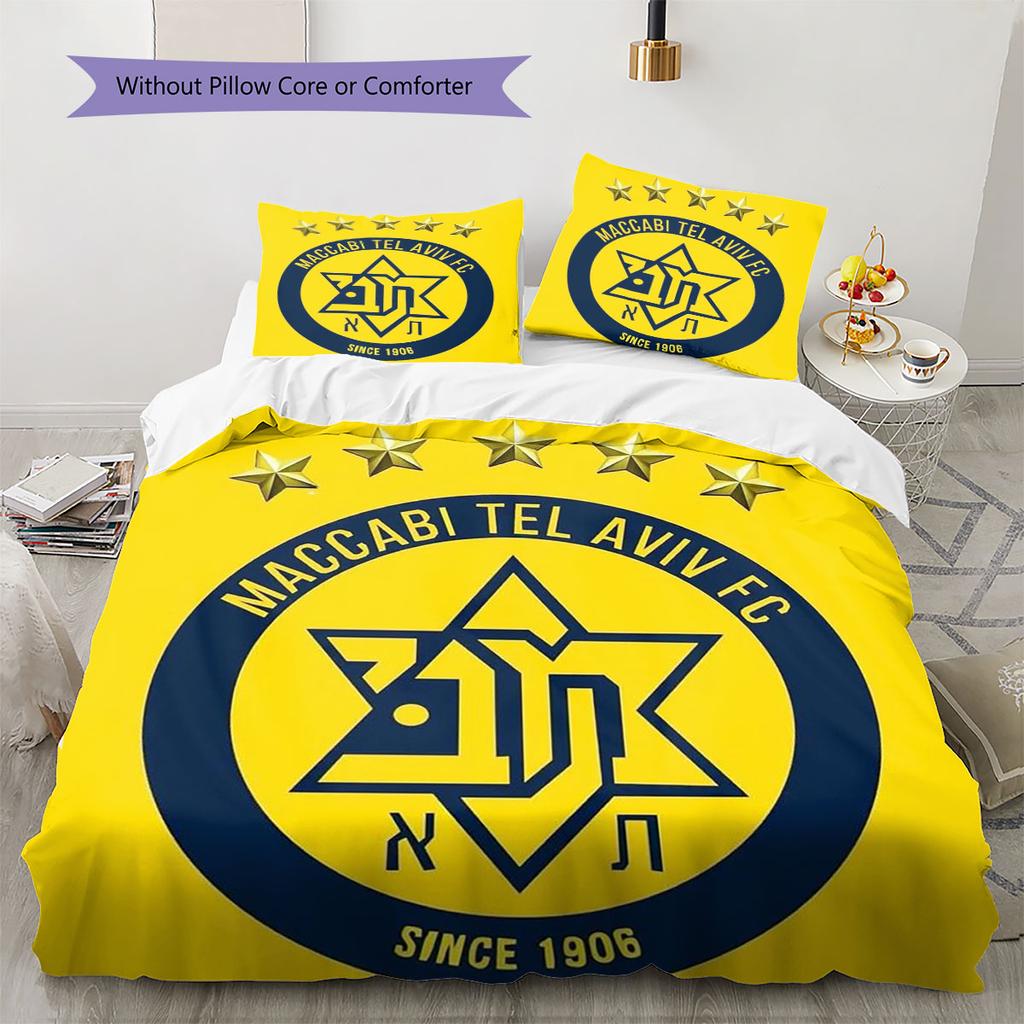 Maccabi Tel Aviv F.C Pattern Bedding,Quilt Set Quilt Cover Pillowcase Home Birthday Gift(1 * duvet cover + 2 * pillowcase, without core)