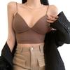 Women Camisoles Padded Slim Fit Exposed Navel Sleeveless Solid Color